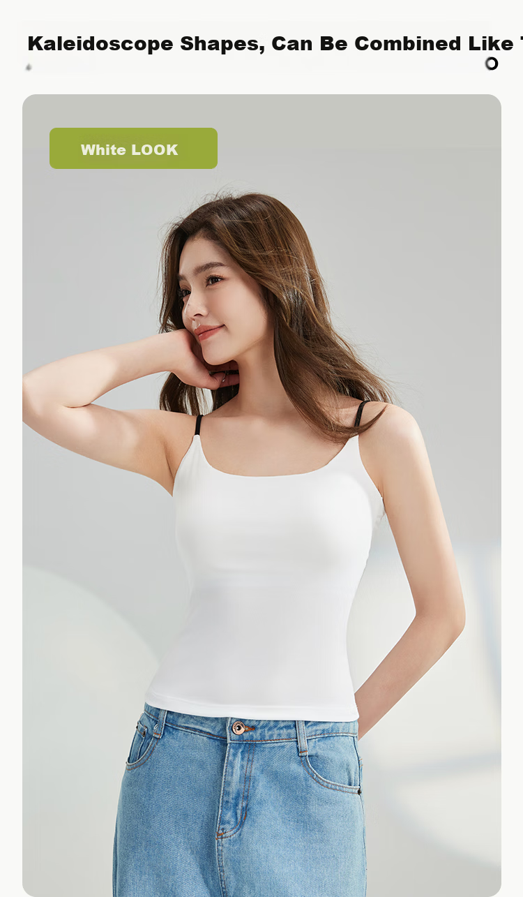 MiiOW Cool Ice Silk Women's Spring Summer Modal Camisole Vest Bra-Free Back Beauty Innerwear White M 11
