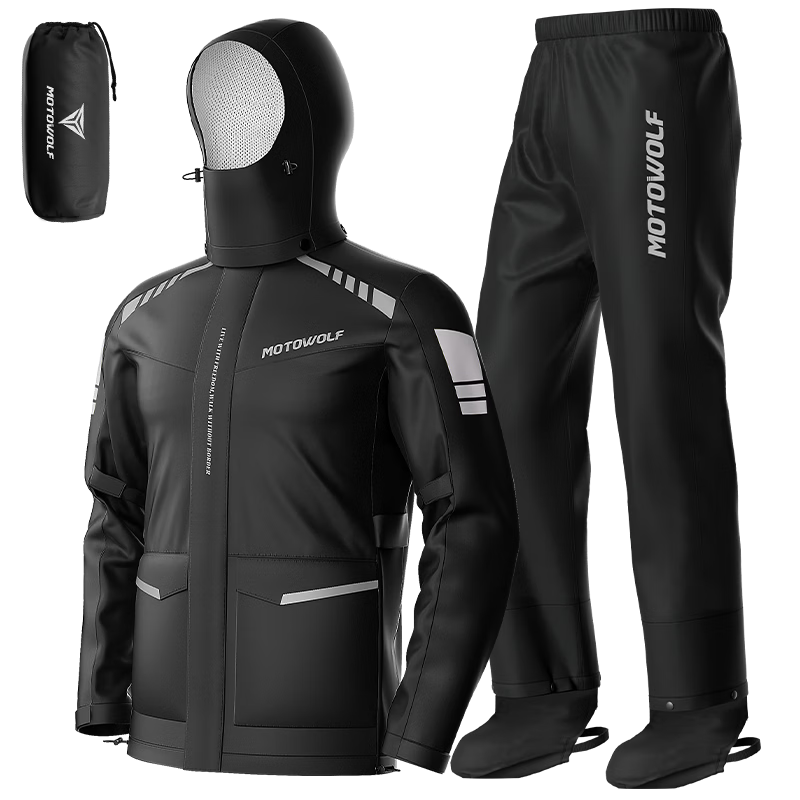 MOTOWOLF Motorcycle Riding Raincoat and Rain Pants Set Split Full-Body Stormproof Motorbike Rider Rain Gear Jacket