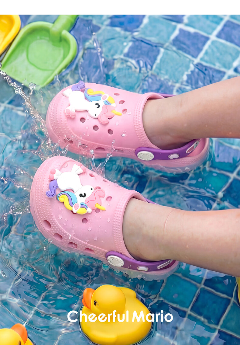 Cheerful Mario Kids Summer Slippers Boys Girls Toddler Cartoon Beach Sandals Non-slip Soft Sole Indoor Closed-toe Baby Clogs 18