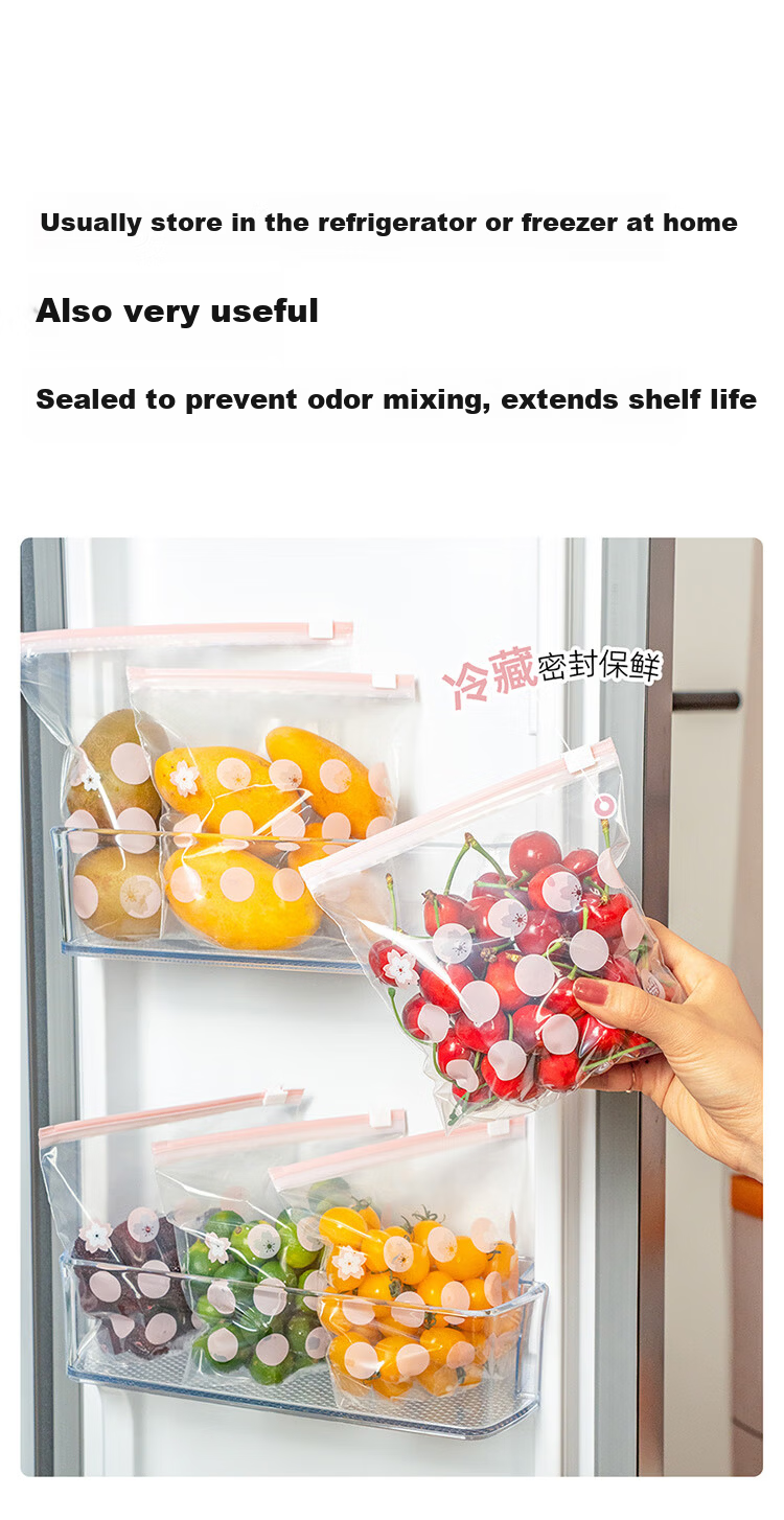 Eyoujia Ziplock Seal Bags Medium and Large 55pcs Thickened Food-Grade Fresh-Keeping Bags Odor-Proof Slide Lock Bags for Fruit and Vegetable Storage 23