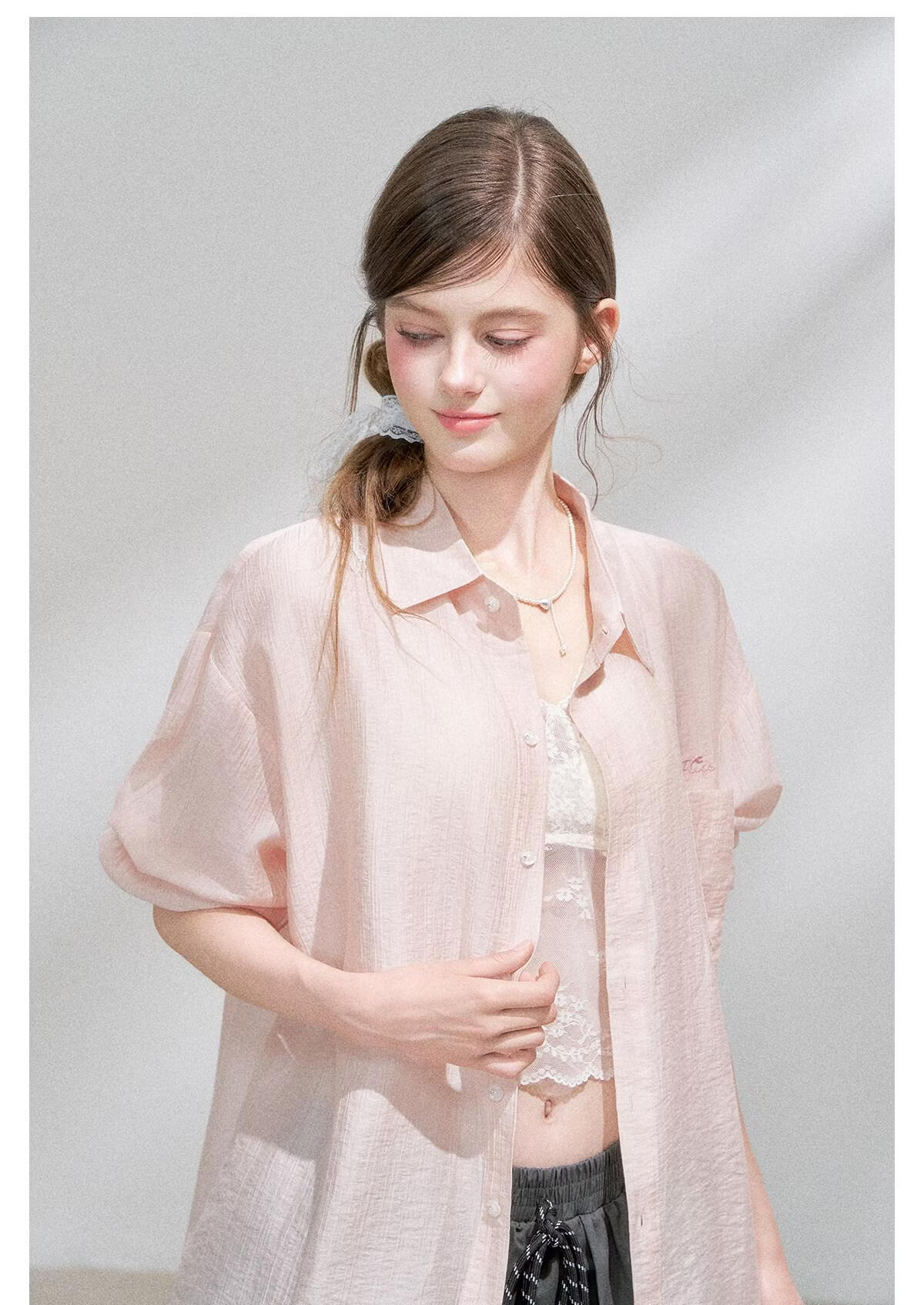 ICH MODE "Spring Light Leisure" Lyocell Sun Protection Long Sleeve Shirt Women Lazy Style Thin Jacket White M 17