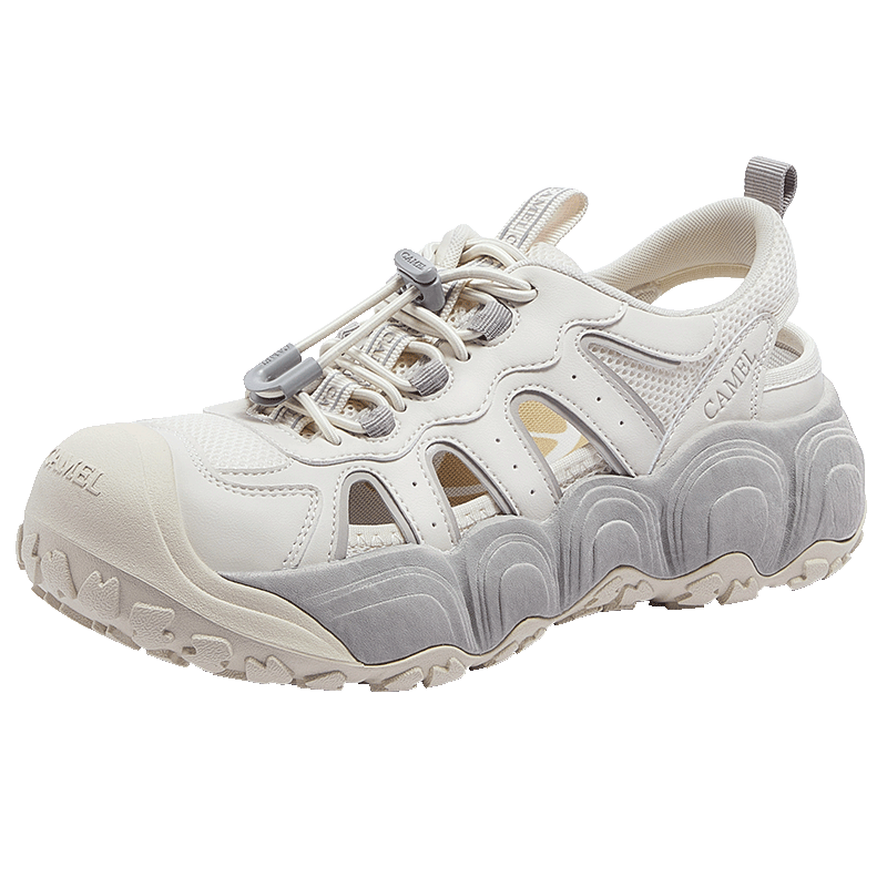 CAMEL Lemon Cute Outdoor Women's Hollow Sandals Thick Sole Beach Sports Shoes L26M202032 Beige/Gray 37
