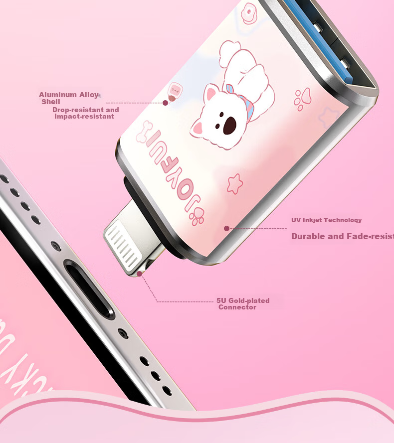 HP 32GB Cute Pet USB Flash Drive with Highland Terrier Type-C Adapter, Adorable Highland Terrier USB Drive, Up to 230MB/s, Suitable for Study, Office, Bidding, Mobile, PC, and Car Use 12