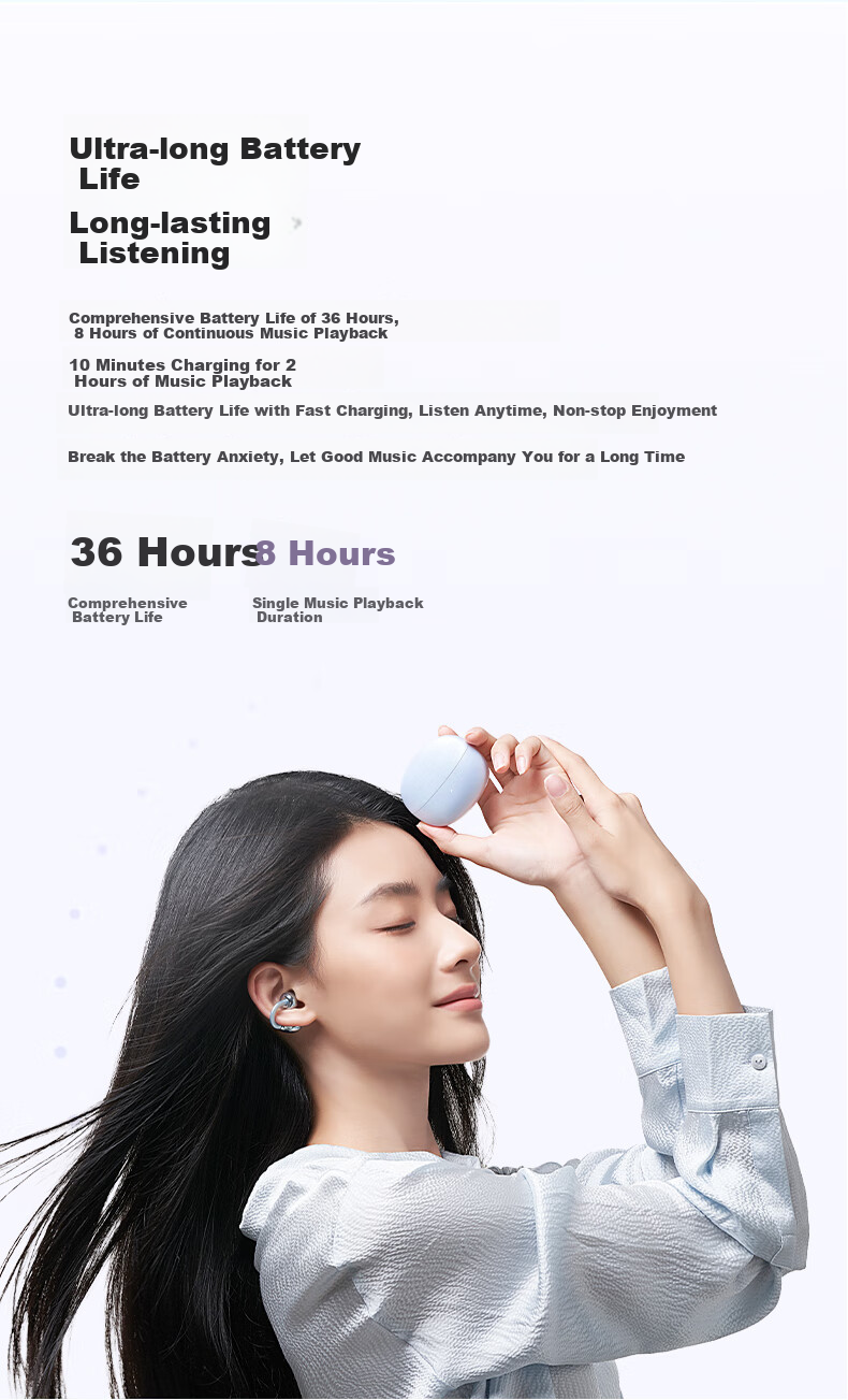 Honor Clip-On Earphones 2 Honor Earphones Bluetooth Earphones Dual-Mic Call Noise Cancellation Long Battery Life Comfortable Compatible with Honor Huawei Phones Monet Purple for Sets 3