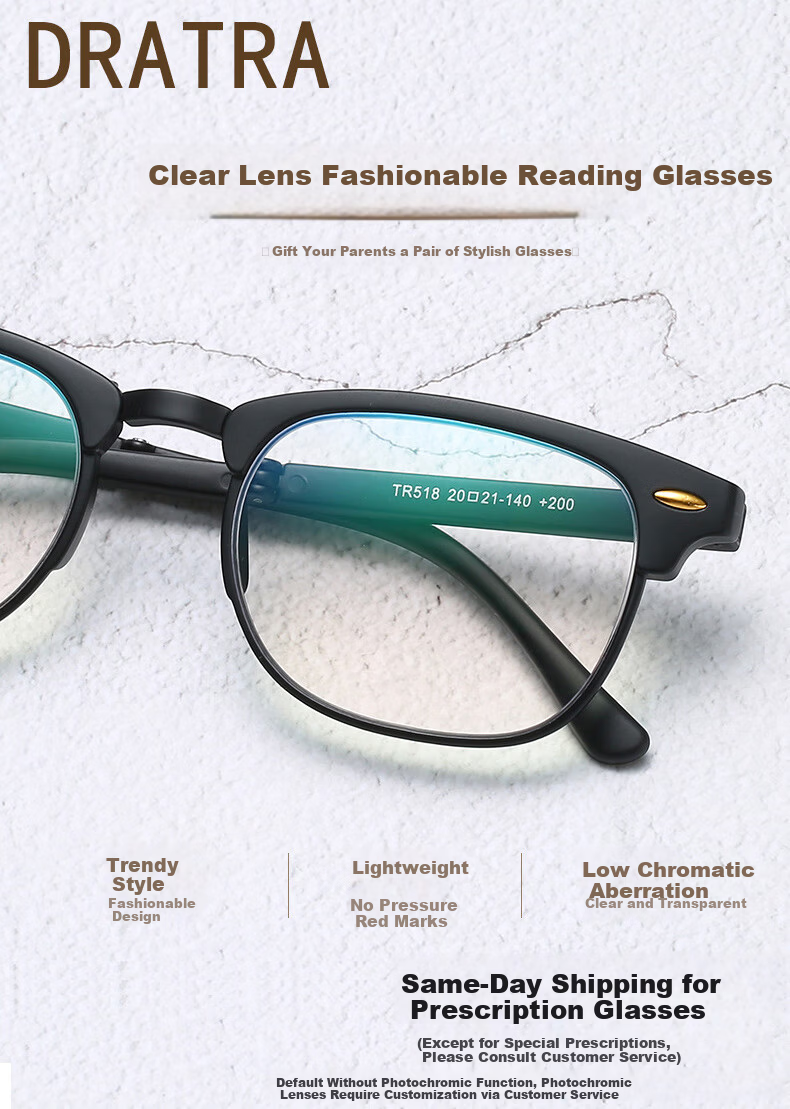 DRATRA Blue Light Blocking Reading Glasses for Men and Women, Ultra-Lightweight, Stylish, High-Definition Presbyopia Glasses for Seniors 1