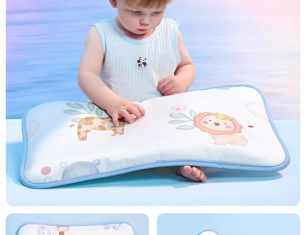 Beitaisi Children's Pillow, Summer Breathable Baby Ice Silk Cool Pillow, for Ages 3-6, Infant Kindergarten Pillow, Cloud Slice Pillow, Mushroom Farm 44