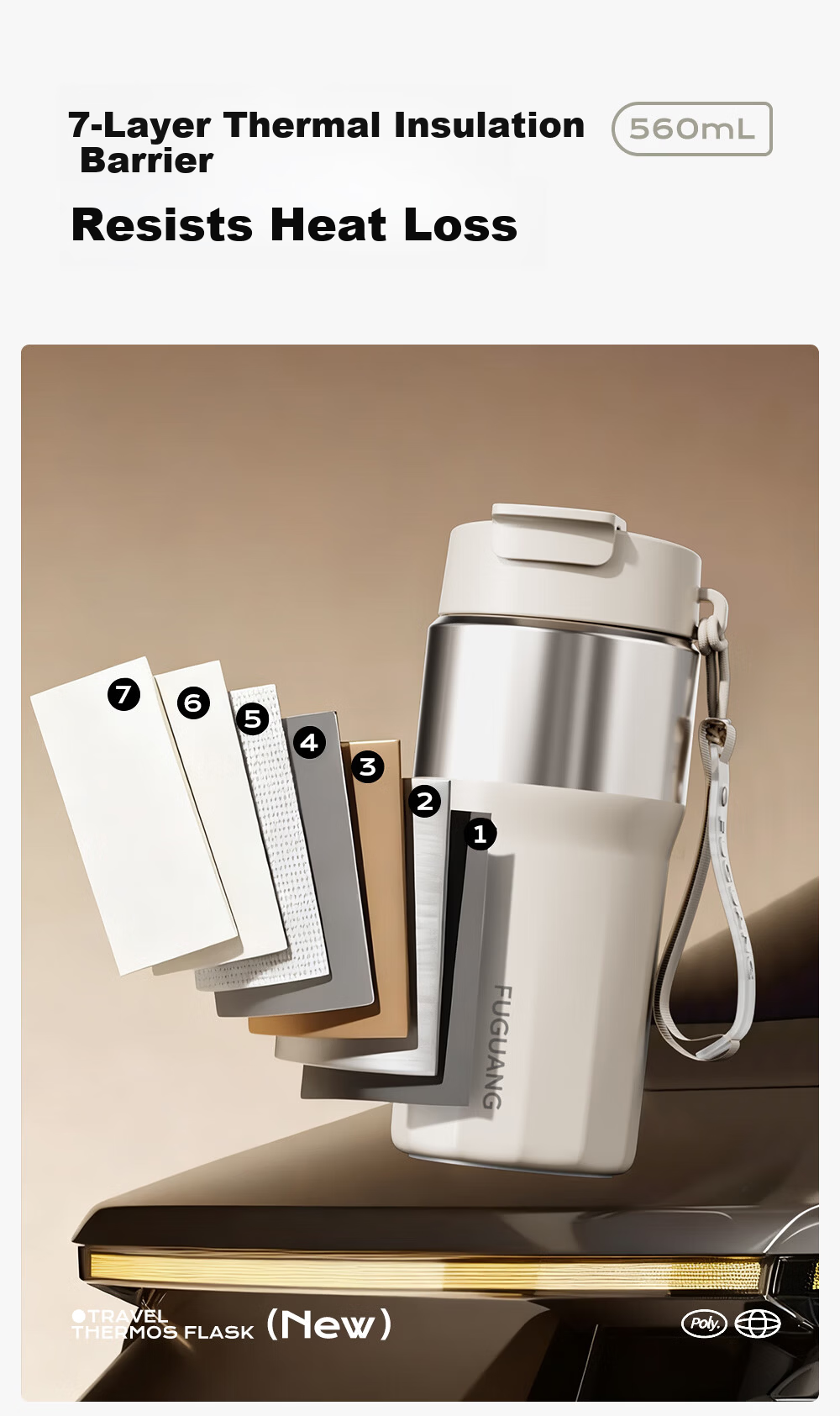 Fuguang Insulated Coffee Mug 316L Stainless Steel Water Bottle with Straw High-Quality Student Birthday Gift Cup for Men and Women 7