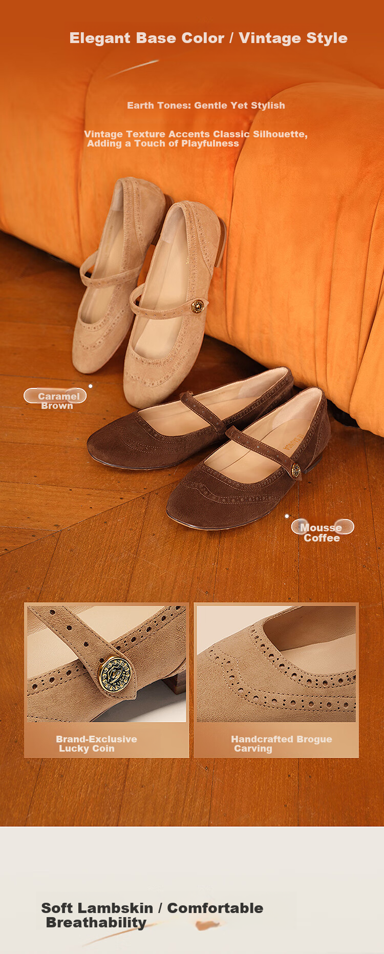 Le Saunda 2025 Autumn New Retro Mary Jane Women's Flats 6T15801 Caramel Brown CMS 35 3