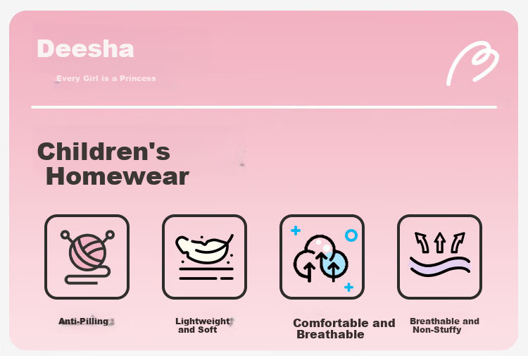 DEESHA 100% Cotton Children's Pajamas Autumn Winter Girls Homewear Youth Student Baby Air Conditioning Suit Set 1