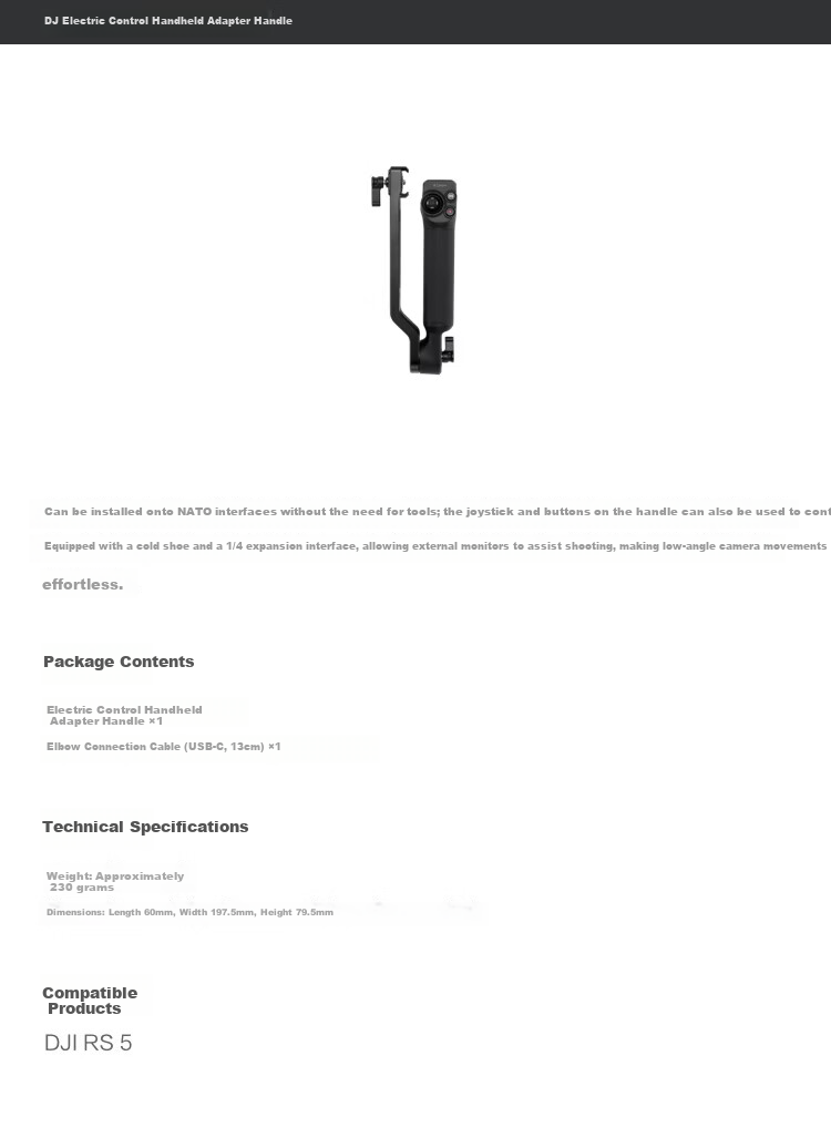 DJI Electronic Control Handheld Adapter Handle for DJI RS 5 Stabilizer Accessories 1