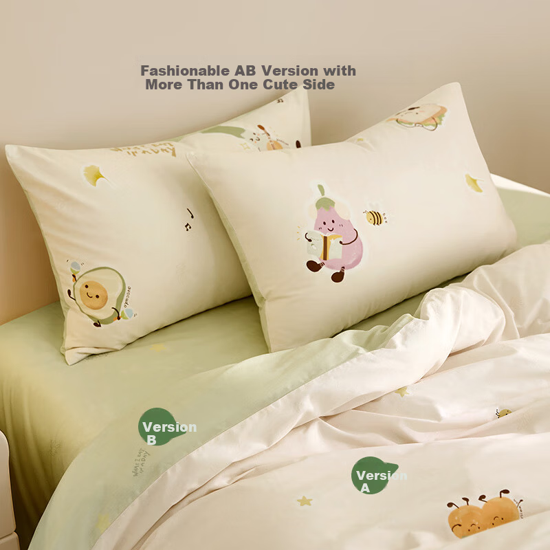 Luolai Children's 4-Piece Set Baby Class A 100% Combed Cotton Duvet Cover Bed Sheet Pillowcase 200*230cm