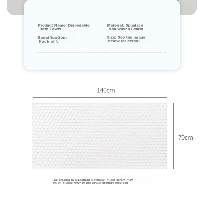 Youao Disposable Bath Towel and Towel Set Non-Woven Fabric Individually Packaged 5 Pieces Hotel Travel Extra Long Wide Thick 10
