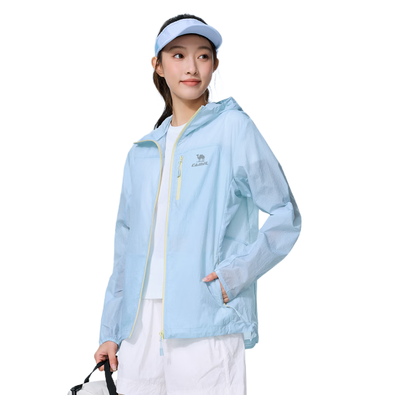 CAMEL Snow Shell Sunscreen Jacket Unisex Ice Cooling Water-Repellent Sports Coat C15BAYL6016D Light Blue S