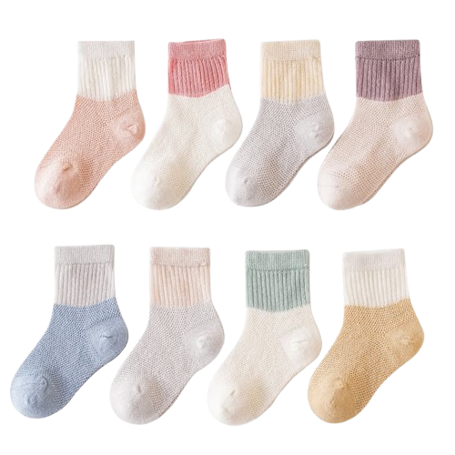 Five-Petal Cotton Children's Socks Spring Summer Mesh Thin Baby Socks Seamless Breathable Newborn Socks Class A