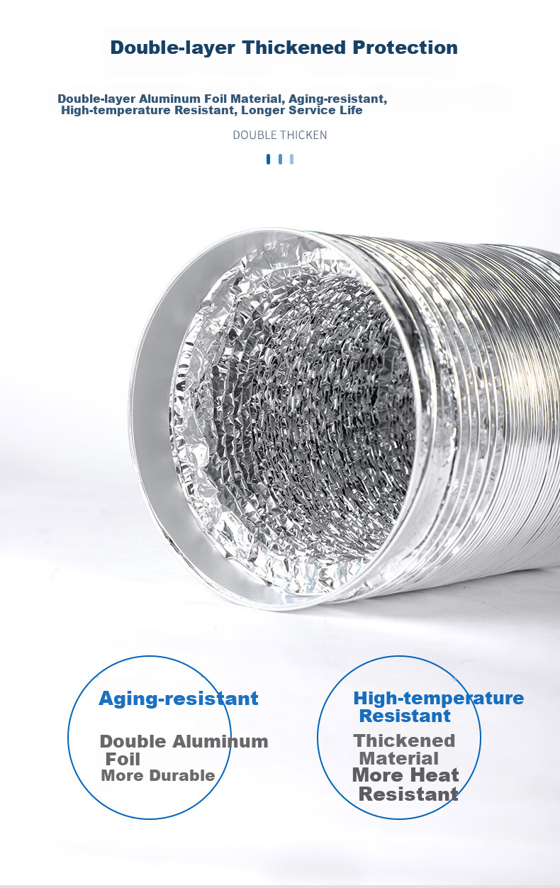 PURPAVWINNER 80mm Double-Layer Aluminum Foil Exhaust Duct Flexible Ventilation Hose 2m for Range Hood Bathroom Heater Fan 4