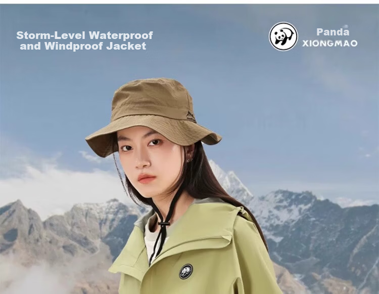 CAMEL Panda Outdoor Single-Layer Waterproof Hard Shell Colorblock Jacket for Men and Women A34BA46169 Phantom Black 3XL 6