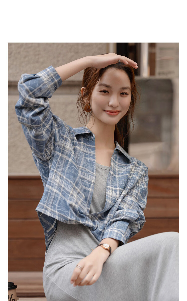 Demana [with Premium Hyaluronic Acid] Spring Fashion Faux Two-Piece Vest Knit Dress Plaid Shirt Women's Set 11