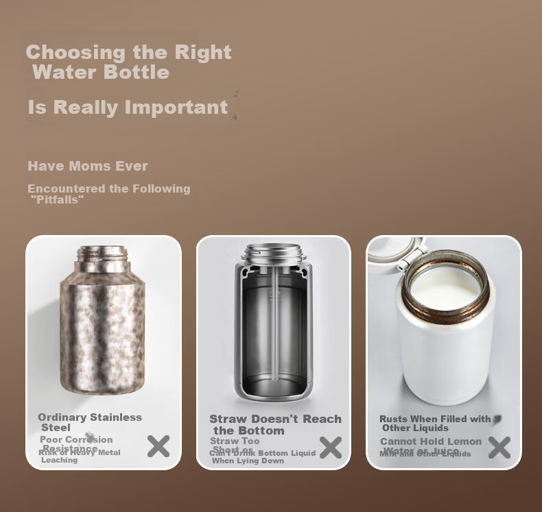 Cica Straw Insulated Water Bottle for Women High-Value Maternity Drinking Cup Adult 316 Stainless Steel 2025 6