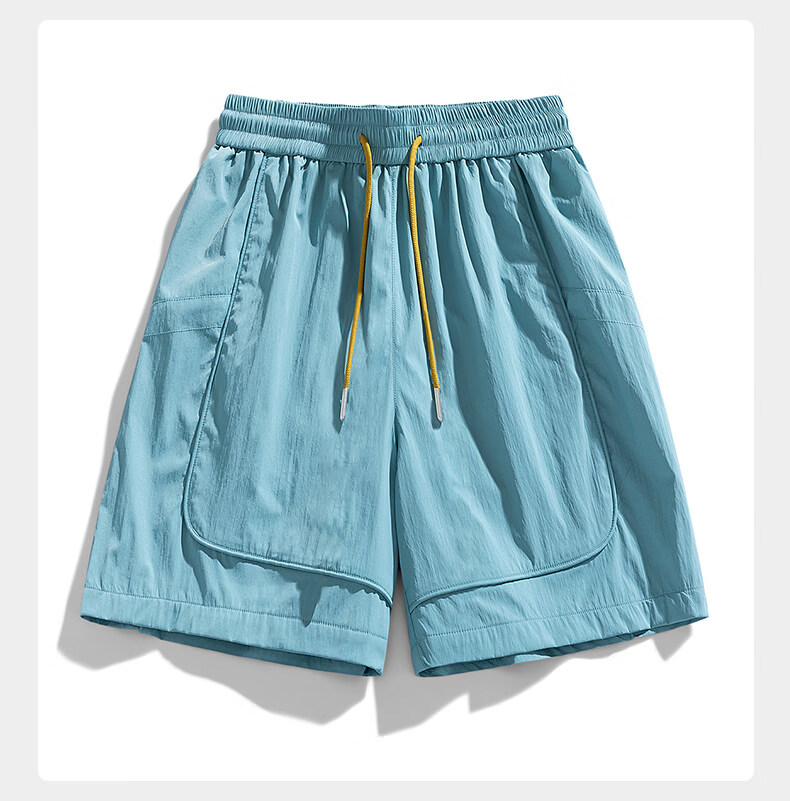 Wassup Sohot Minimalist Workwear Shorts Men's Summer Japanese Outdoor Beach Solid Color Five-Point Casual Pants Dark Night Black XL 17