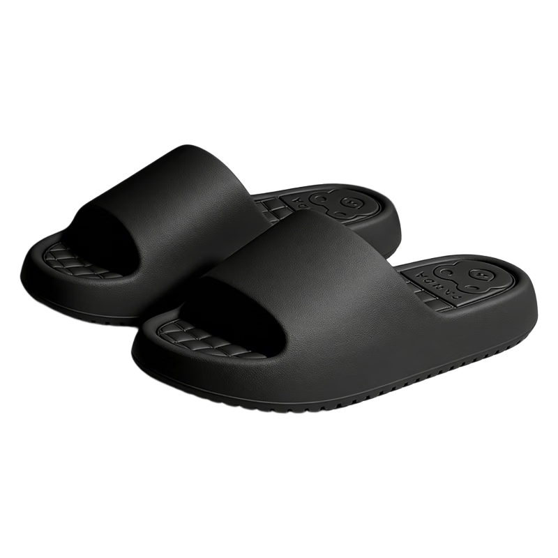 Zhiying Slippers Men Women Home Bath Thick Sole Bathroom Couple Non-slip Black 42-43
