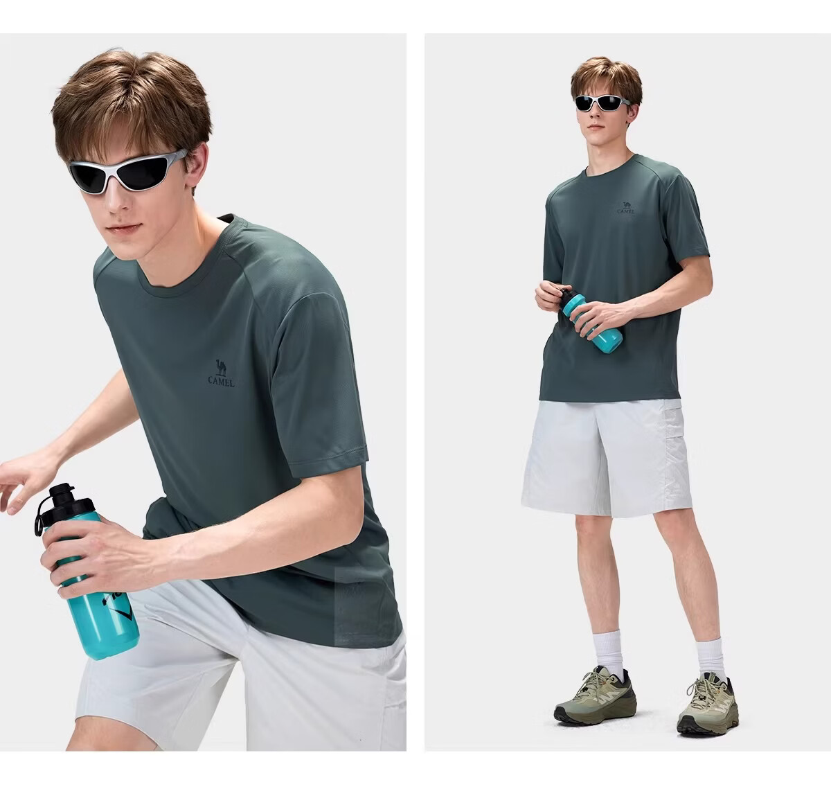 CAMEL [Toray Fabric] Outdoor Quick-Dry T-Shirt Women 2026 Spring Summer Short Sleeve Stretch Breathable Sweat-Absorbing Sports Top Men 8090 44