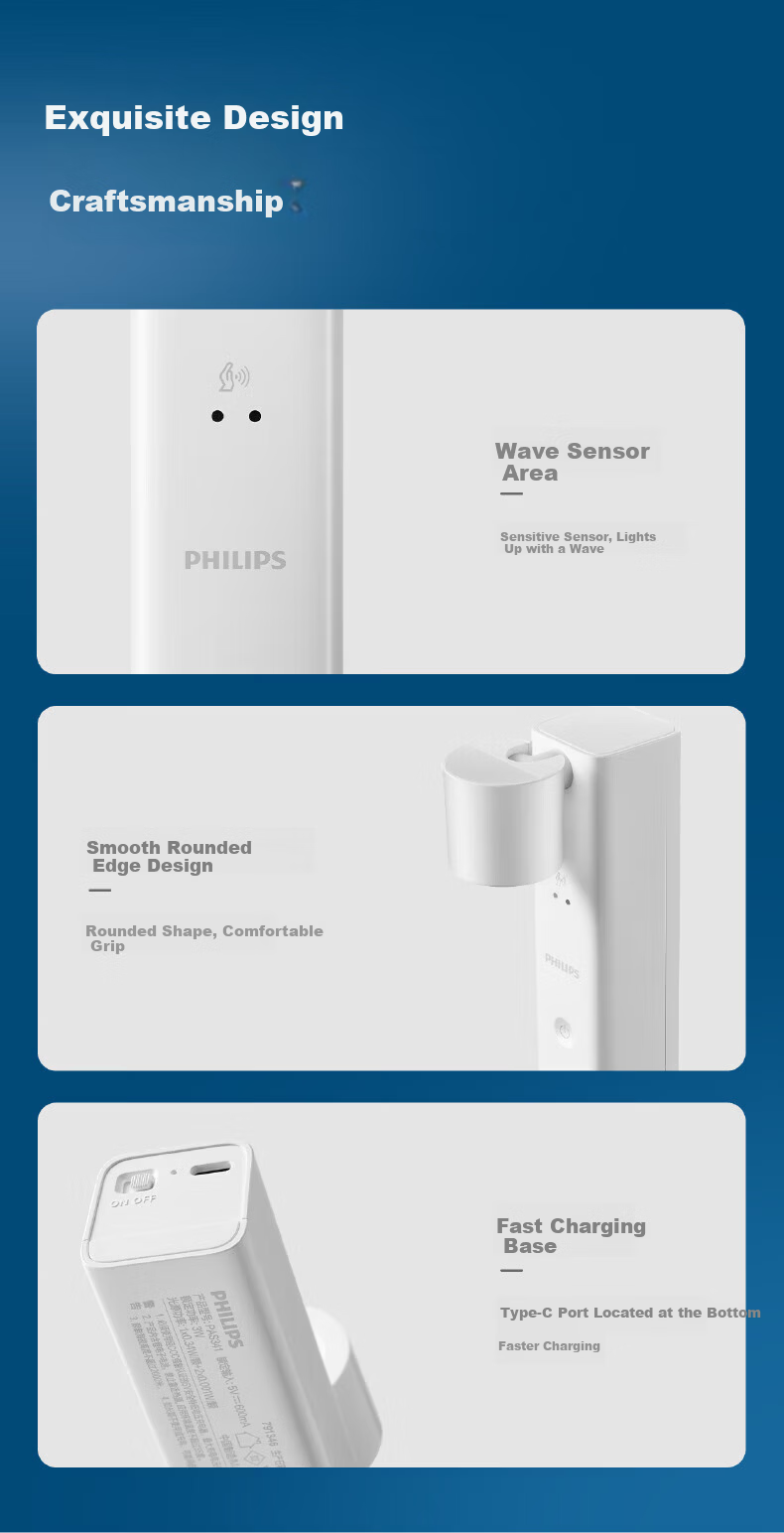 PHILIPS Full Spectrum Portable Rechargeable Sensor Touch Long Battery Life [Sensor Version] 1800mAh Hand Wave Sensor Light 15
