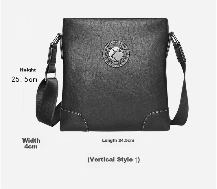 COW Men's Business Casual Shoulder Bag Crossbody Fashion Trendy C-9808 Horizontal Style 7