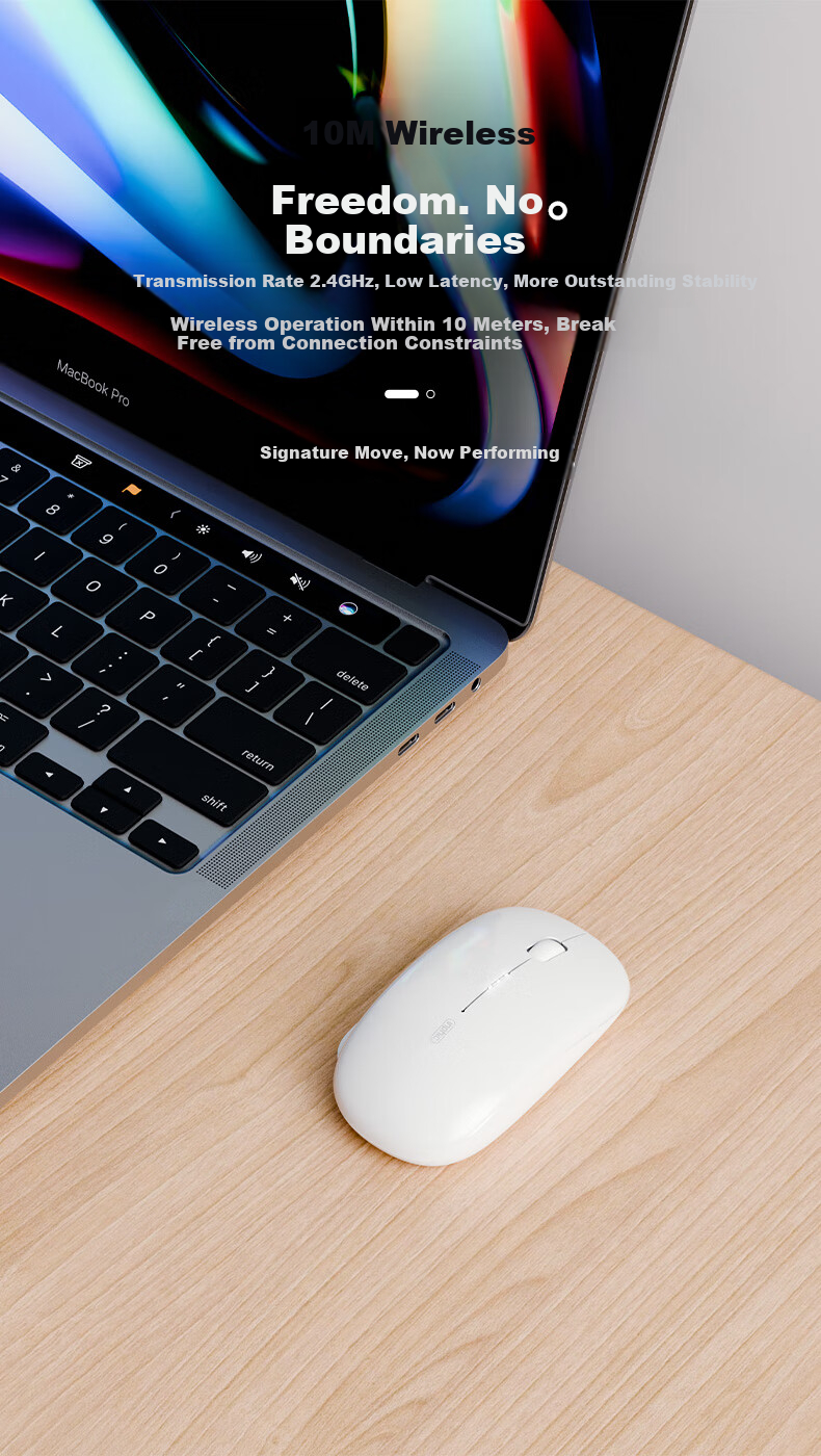 INPHIC M1 Second Generation Rechargeable Wireless Mouse Silent Office Asymmetric Ergonomic Grip Battery Display Universal for Laptop 2.4G Wireless White Apricot 8