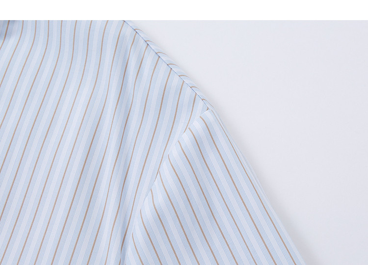 Demana Gentle Workplace Style Spring Lace Spliced Double-Layer Collar Striped Loose Petite Women's Shirt 10