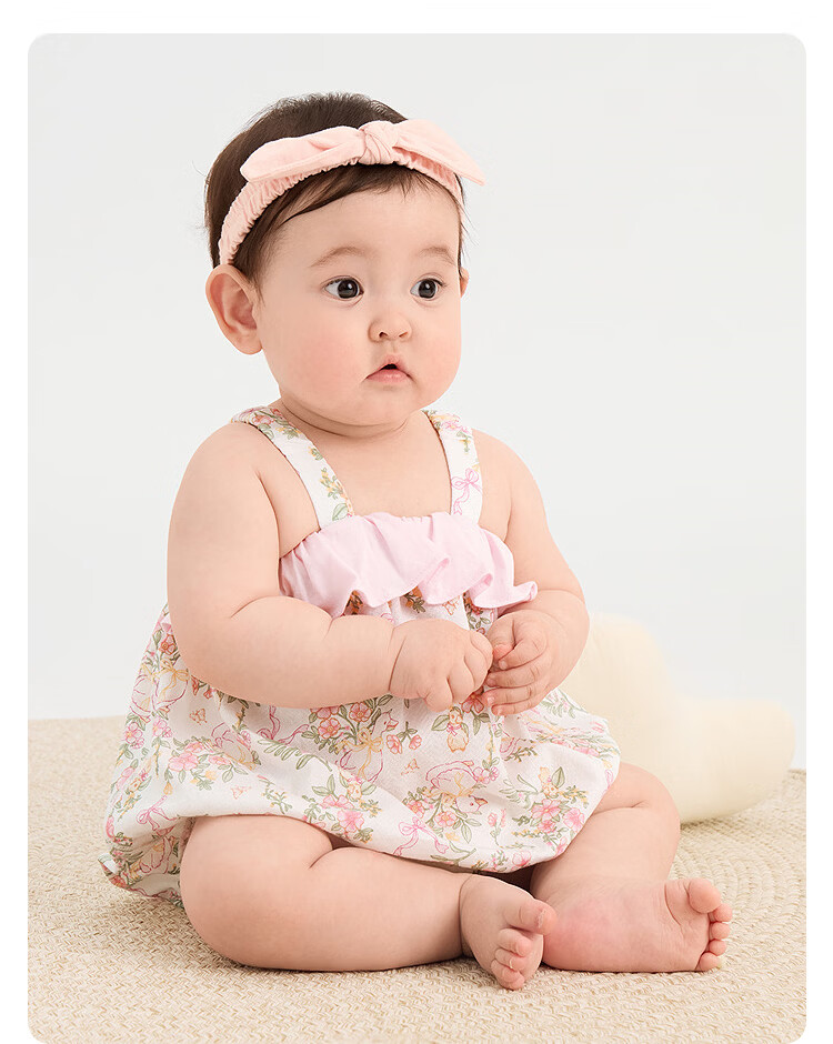 Balabala [balaOne] Baby Romper Infant Toddler Girls Triangle Bodysuit 2026 Summer Sweet Cute 19