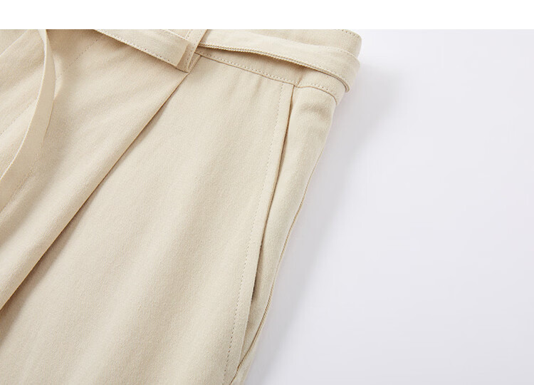 Demana [Pure Cotton Weaving] Spring Simple Detachable Decorative Tie Multi-Pocket Loose Petite Women's Casual Pants 13