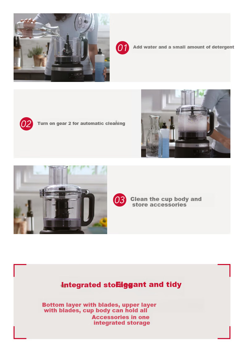 KitchenAid 1.7L Food Processor Meat Grinder Vegetable Cutter Dough Kneader Multifunctional 5KFP0720CPA Passion Red 7