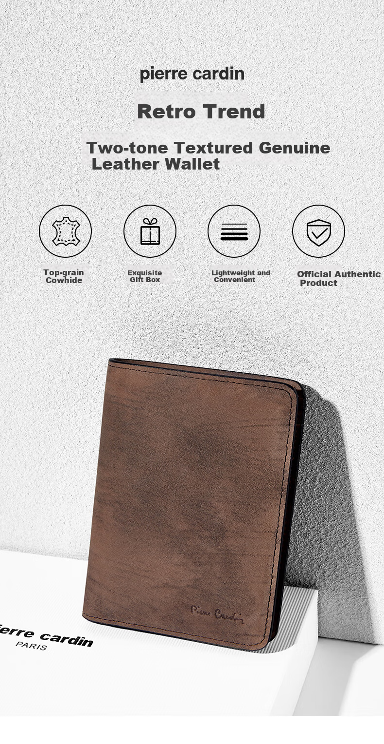 Pierre Cardin Men's Wallet, Short Style, Large Capacity, Multi-Card Slots, Fashionable Business Leather Wallet, Gift Box, Birthday Present for Me 1