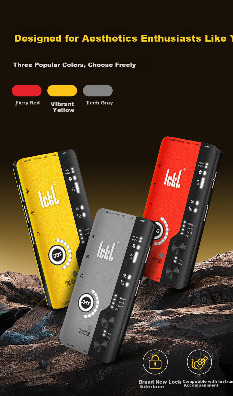 Ickb DBS Sound Card 2nd Generation Kit Mobile Live Streaming Computer Douyin Kuaishou Universal Host Singing KTV Recording Live Streaming Equipment Complete Set Red Condenser Microphone 3