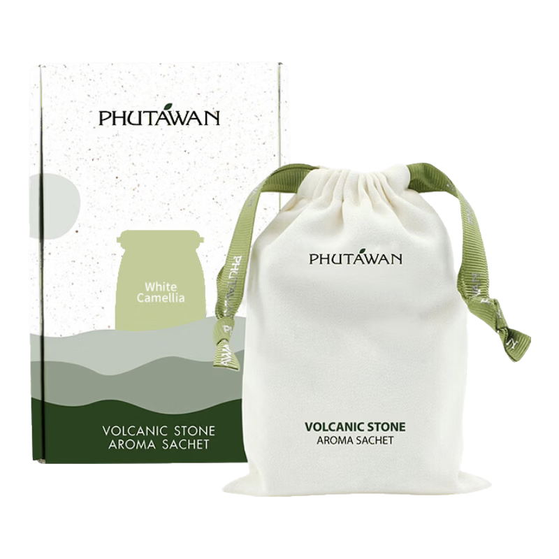Pudawan (PHUTAWAN) Thai Imported White Camellia Volcanic Rock Car Air Freshener, Wardrobe Sachet, Travel Hanging Bag, Mid-Autumn Festival Gift