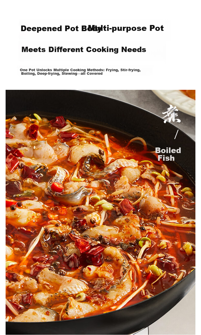 Sacon Handmade Forged Iron Wok Rust-Resistant Non-Coated Non-Stick Round Bottom Stir Fry Pan 32cm with Lid Compatible with Gas and Induction Cooktops 11