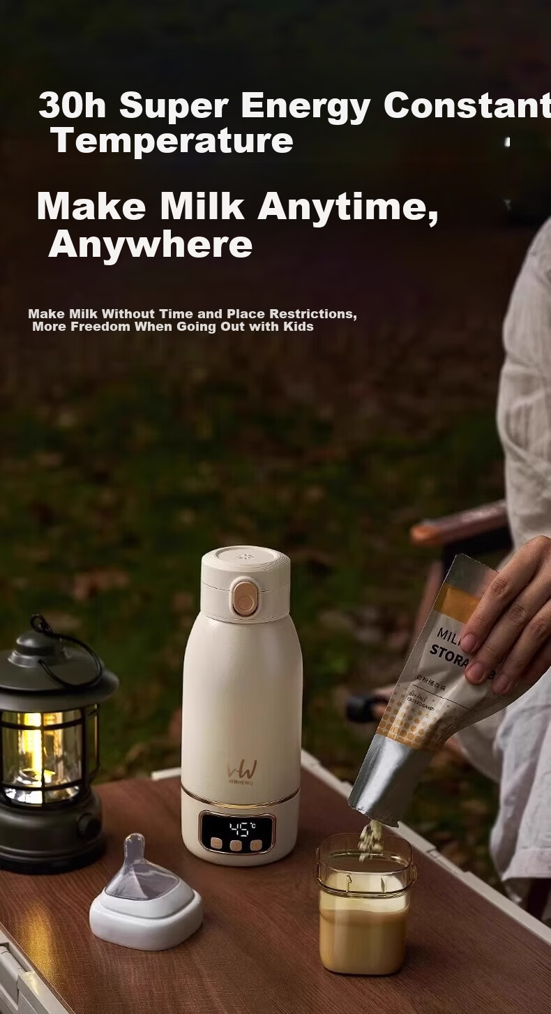 HeWu Wireless Portable Thermostatic Cup Thermostatic Kettle Baby Travel Milk Frother Water Boiling Cup Milk Warmer Fast Charging Set 21