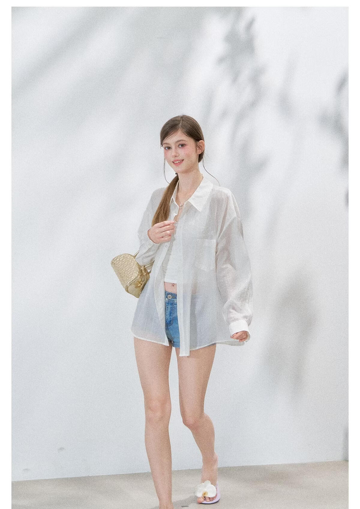 ICH MODE "Spring Light Leisure" Lyocell Sun Protection Long Sleeve Shirt Women Lazy Style Thin Jacket White M 37