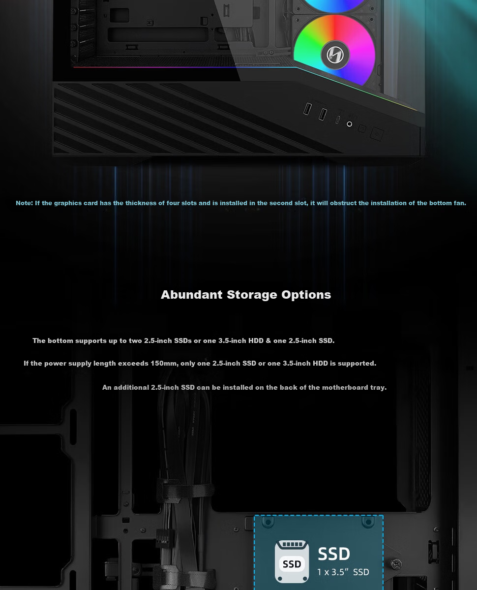 LIANLI Lianli Fengyi V100 MINI PC Case Pre-installed 4 Fans Seaview Case Black / Supports M-ATX Motherboard / 360mm Water Cooling / Pre-installed GPU Bracket 5