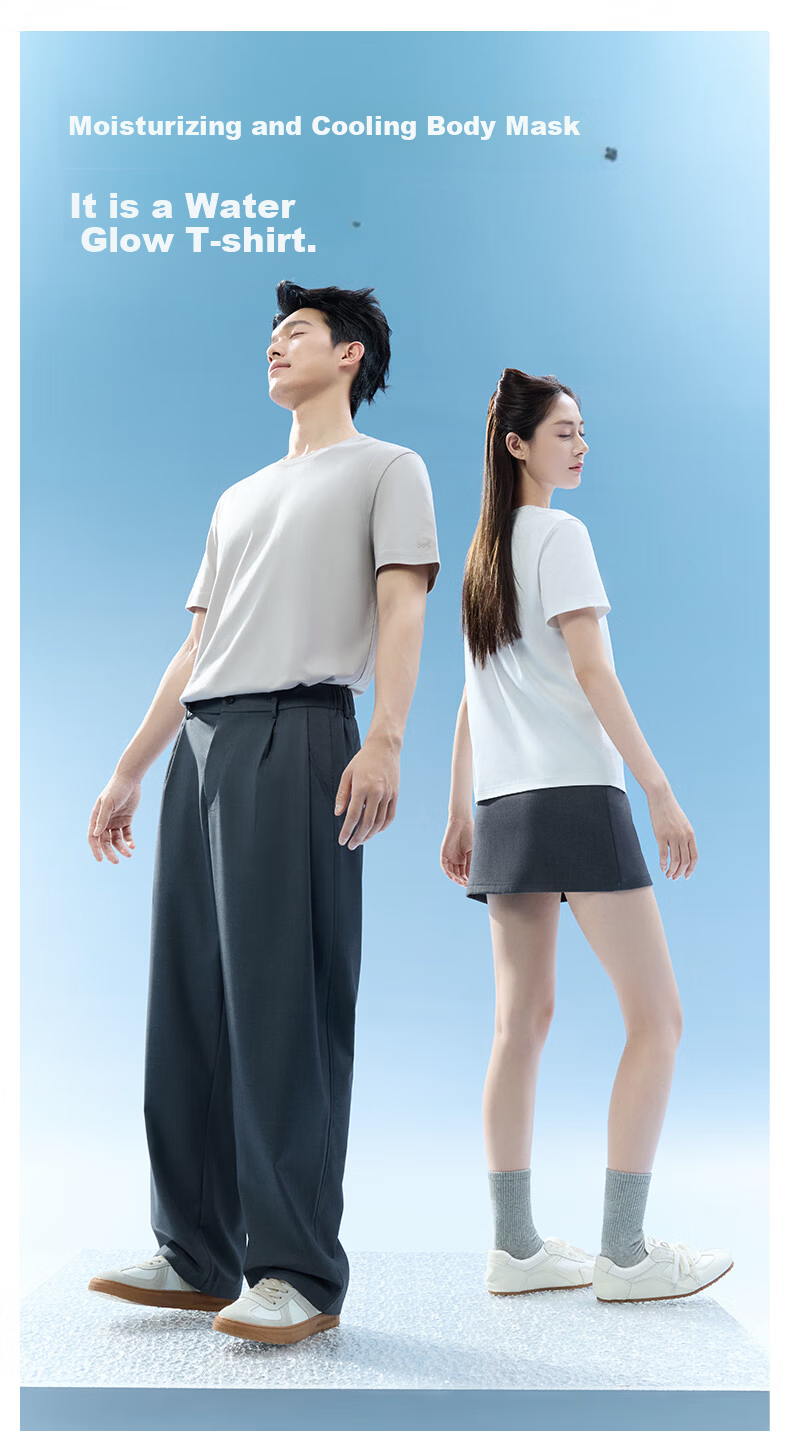 MiiOW Summer Men's Short Sleeve Liquid Ammonia 100% Cotton Crew Neck Casual Sports Base Shirt 1