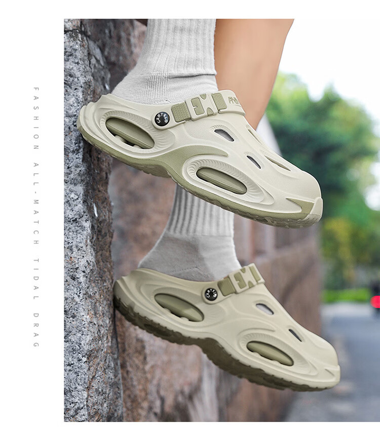 CARTELO Men's Summer 2026 Breathable Closed-Toe Hole Sandals Thick-Soled Casual Sports Beach Slippers for Men 8