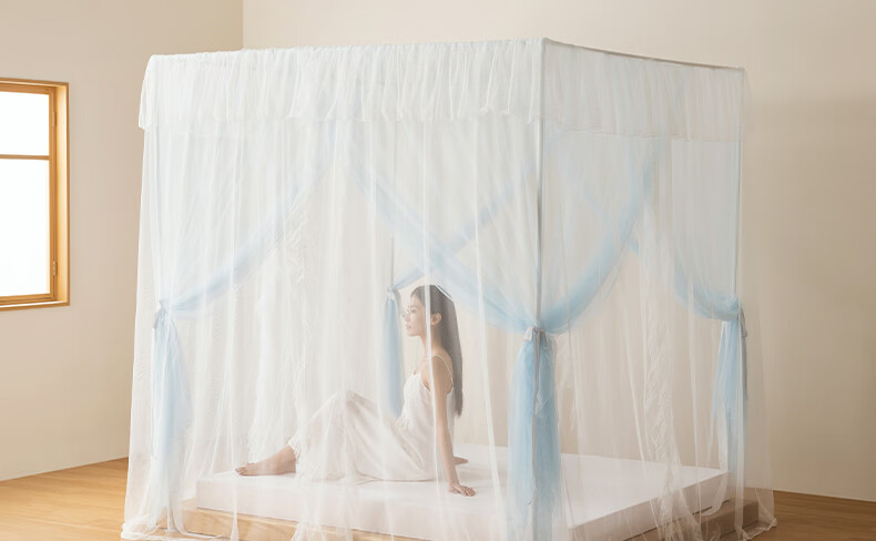 MEDOGA 2026 New A-Class Princess Style Floor-Length Premium Indoor Bed Canopy Mesh Mosquito and Dust Proof 1.8m Light Tea Color 21