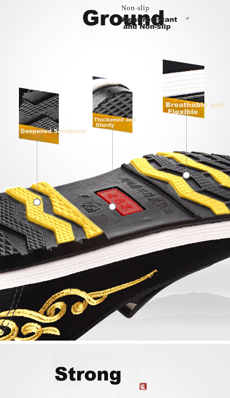 BUSHEYUAN Traditional Men's Cloud Embroidery Casual Layered Sole Old Beijing Cloth Shoes for Men 93X-7718 Black Size 41 7