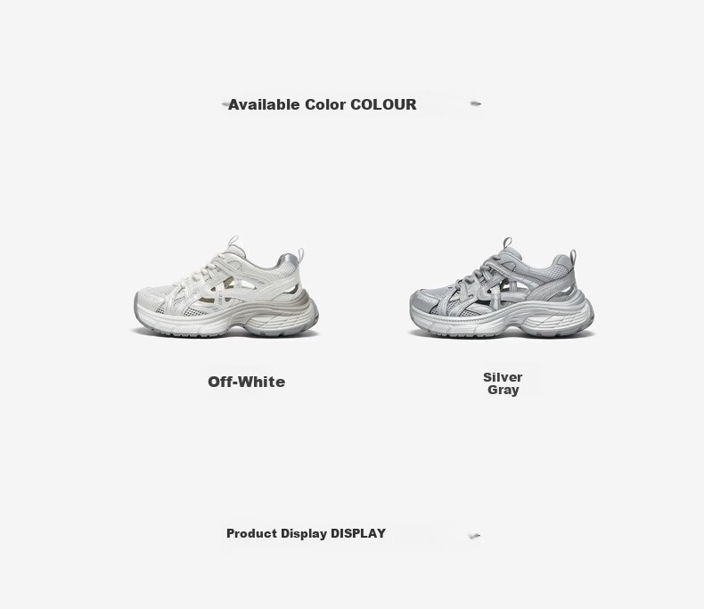 Basto 25 Mesh Hollow Breathable Dad Shoes Thick Sole Height Increasing Women's Casual Shoes D5810BM5 Off-White Size 35 5