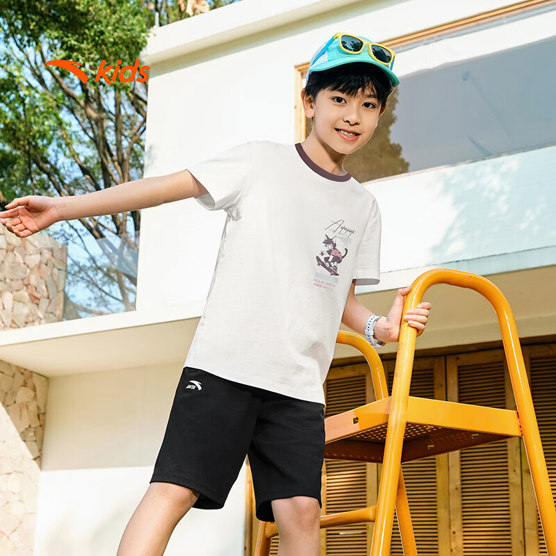 Anta Kids Boys Knit Short Sleeve T-Shirt 2026 Summer Trendy Loose Fit Cotton Sports TA72626101