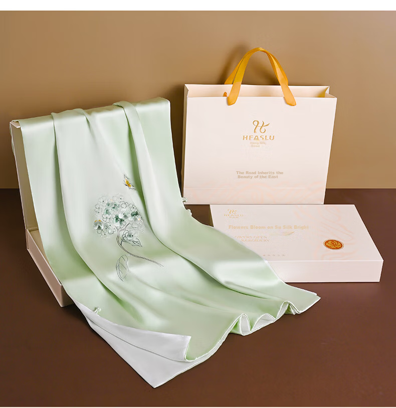 Hangsilk Road Pure Silk Mulberry Silk Scarf [Intangible Cultural Heritage Su Embroidery Pankou] Gift for Elders and Mothers Birthday Women's Day Gold Thread 20