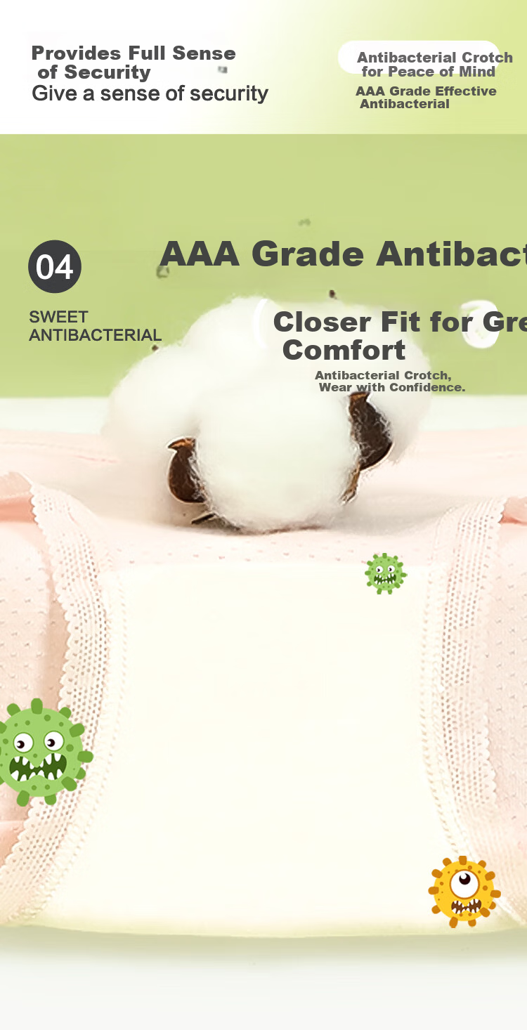 Hodohome Kids Girls 3A Antibacterial Mesh Breathable Cotton Spandex Underwear A-Class Pure Cotton Crotch Cute Shorts 322 140 6