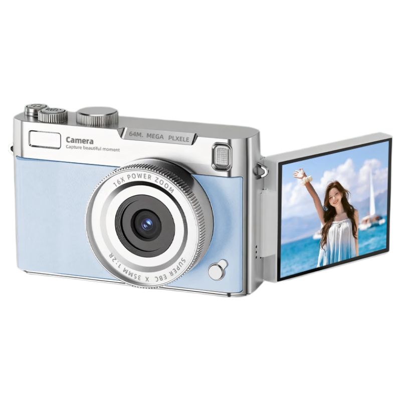 Heimaoriji Y06 Digital Camera, CCD Gift Toy, Instant Photography Recorder, Photo-Taking Device for Students, Girls, Children, Handheld Portable Shooting, Vlogging, Flip Screen Selfie
