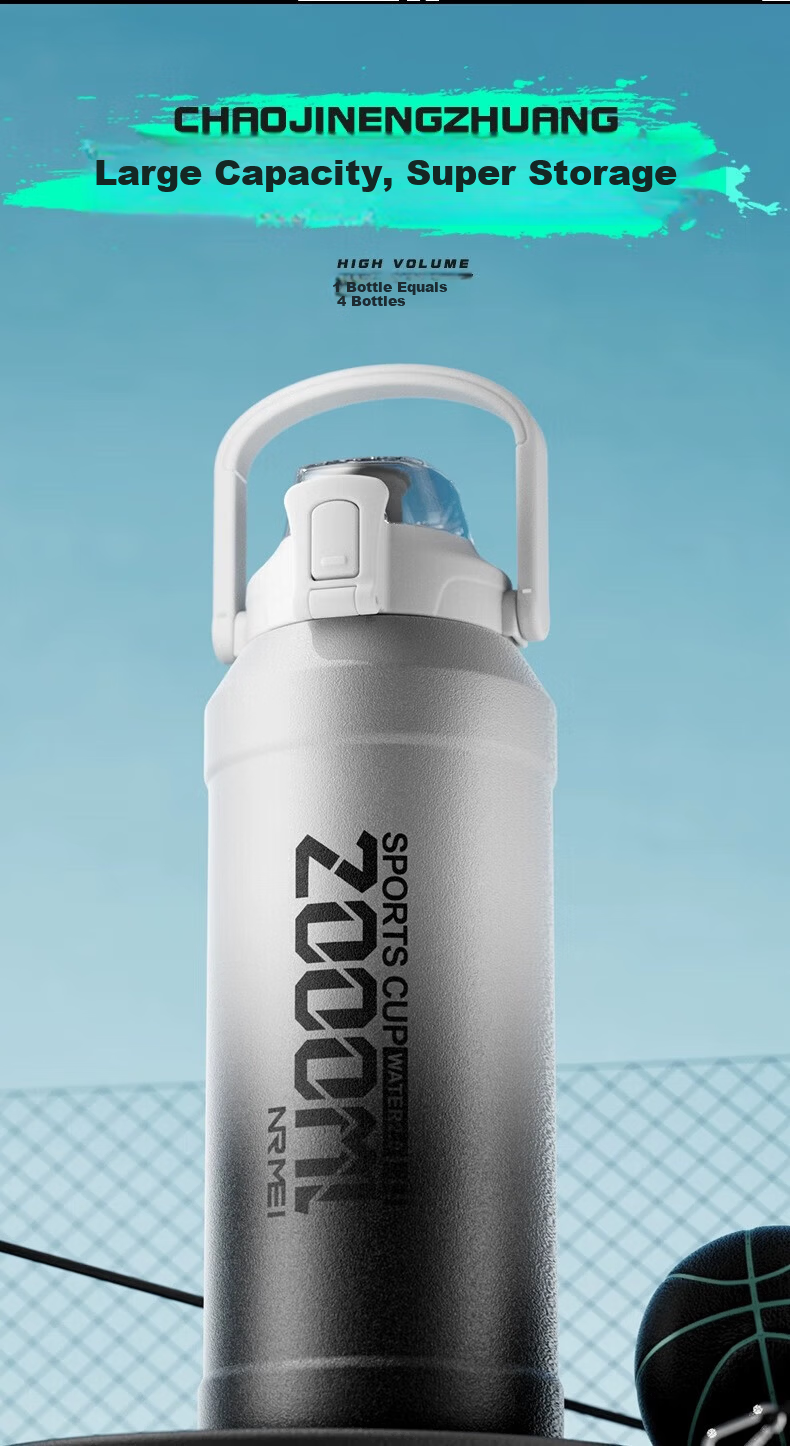 NRMEi Large Capacity Insulated Water Bottle for Men with Tea Separation, Portable Outdoor Sports Student Straw Cup 10