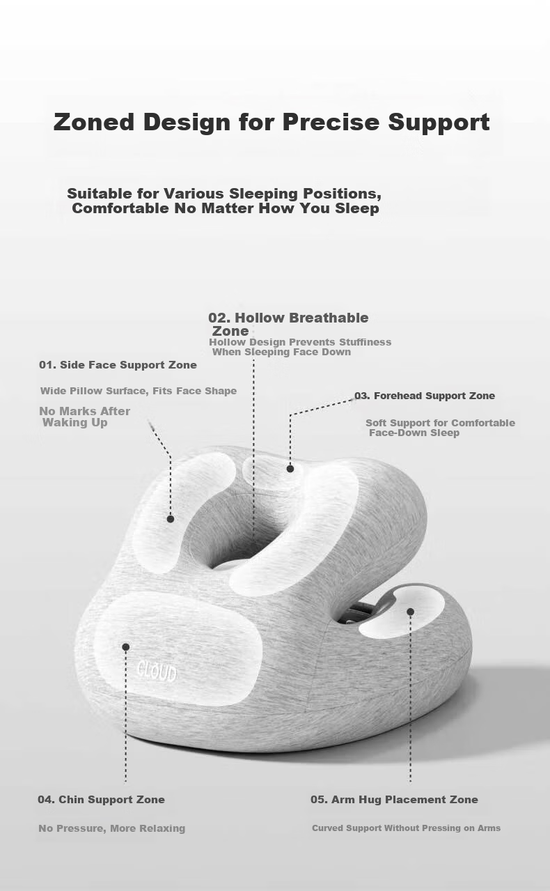 YUZHAOLIN Nap Pillow for Elementary School Students, Face-Down Sleeping Aid, Children's Summer Ice Silk Face-Down Pillow for Nap Time, Classroom Desk Neck Protection Pillow 6